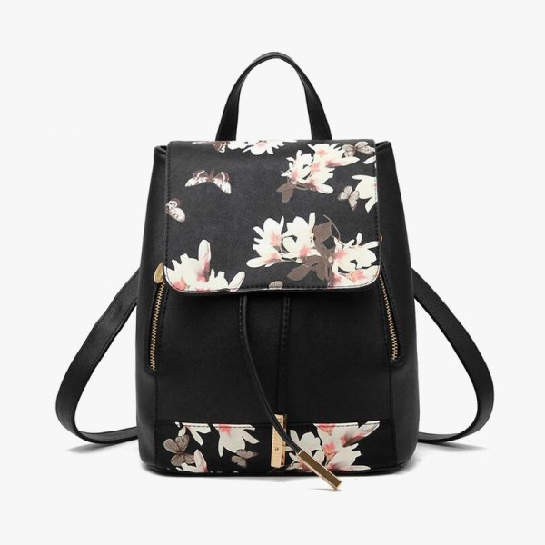 Floral School Leather Backpack