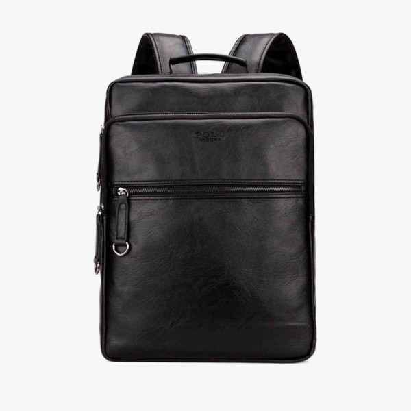 Large Capacity Cool Black Leather Backpack