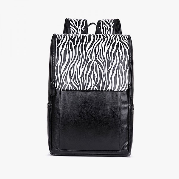 Zebra Leather Laptop Travel Backpack